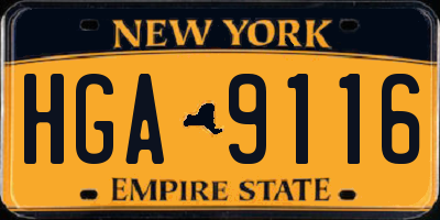 NY license plate HGA9116