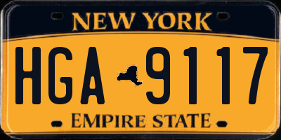 NY license plate HGA9117