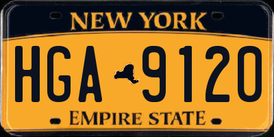 NY license plate HGA9120