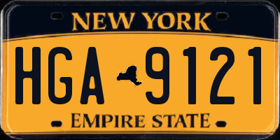 NY license plate HGA9121