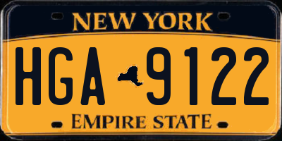 NY license plate HGA9122