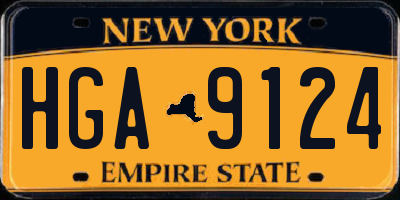 NY license plate HGA9124