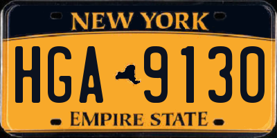 NY license plate HGA9130