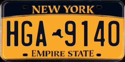 NY license plate HGA9140