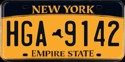 NY license plate HGA9142