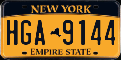 NY license plate HGA9144