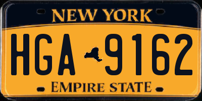 NY license plate HGA9162