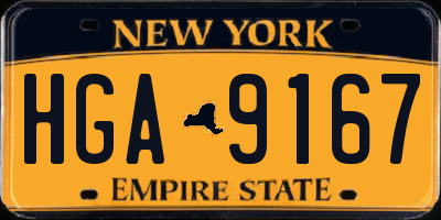 NY license plate HGA9167