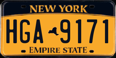 NY license plate HGA9171