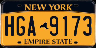 NY license plate HGA9173