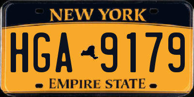 NY license plate HGA9179