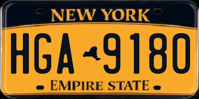 NY license plate HGA9180