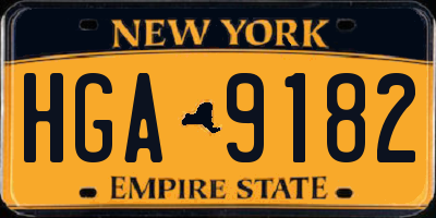 NY license plate HGA9182