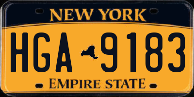 NY license plate HGA9183