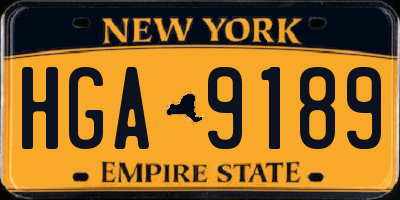 NY license plate HGA9189