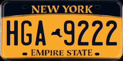 NY license plate HGA9222