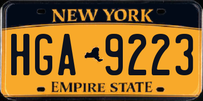 NY license plate HGA9223