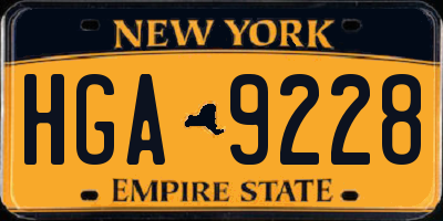 NY license plate HGA9228