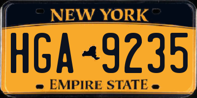 NY license plate HGA9235