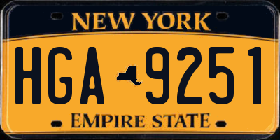 NY license plate HGA9251