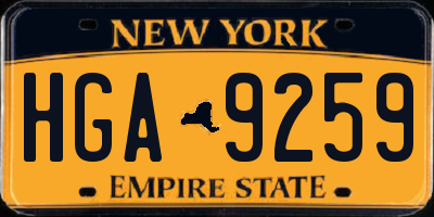 NY license plate HGA9259