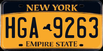 NY license plate HGA9263