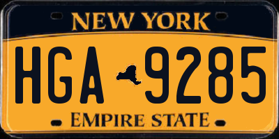 NY license plate HGA9285
