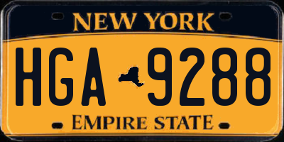 NY license plate HGA9288