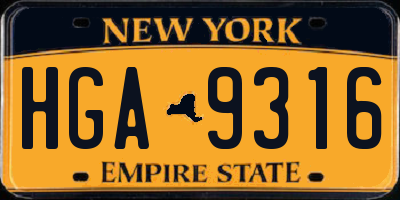 NY license plate HGA9316