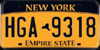 NY license plate HGA9318