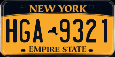 NY license plate HGA9321