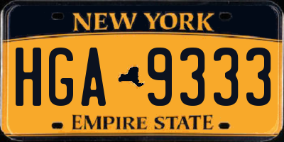 NY license plate HGA9333