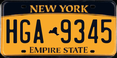 NY license plate HGA9345