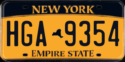 NY license plate HGA9354