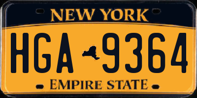 NY license plate HGA9364