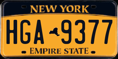 NY license plate HGA9377