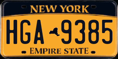 NY license plate HGA9385