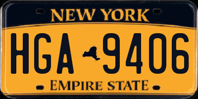 NY license plate HGA9406