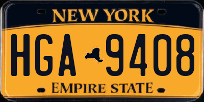 NY license plate HGA9408