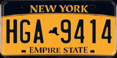 NY license plate HGA9414