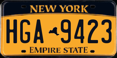 NY license plate HGA9423