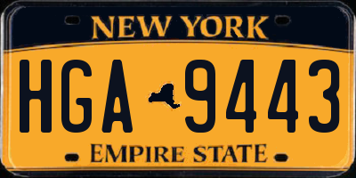 NY license plate HGA9443