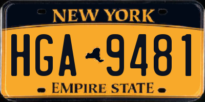 NY license plate HGA9481