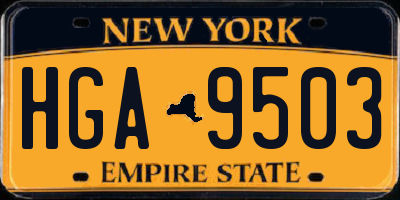 NY license plate HGA9503