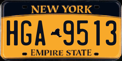 NY license plate HGA9513