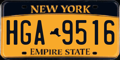 NY license plate HGA9516