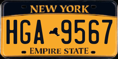 NY license plate HGA9567