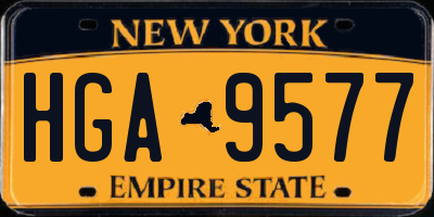 NY license plate HGA9577
