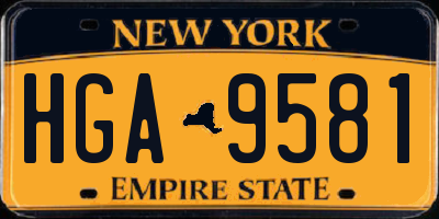 NY license plate HGA9581