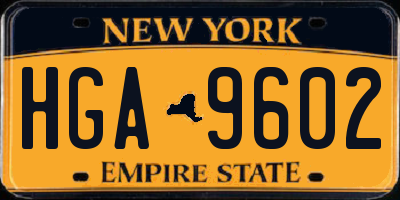 NY license plate HGA9602